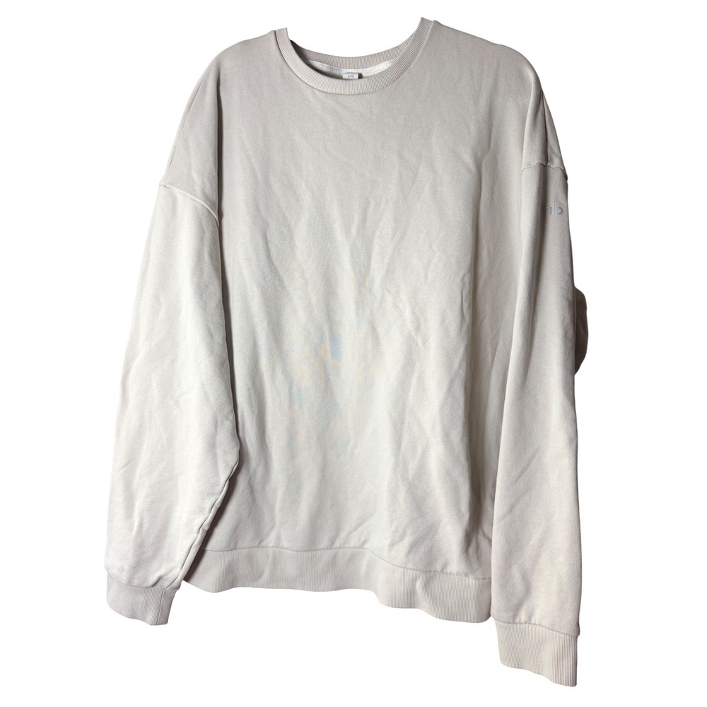 Alo Yoga Accolade Crewneck Sweatshirt Bone Ivory Size L